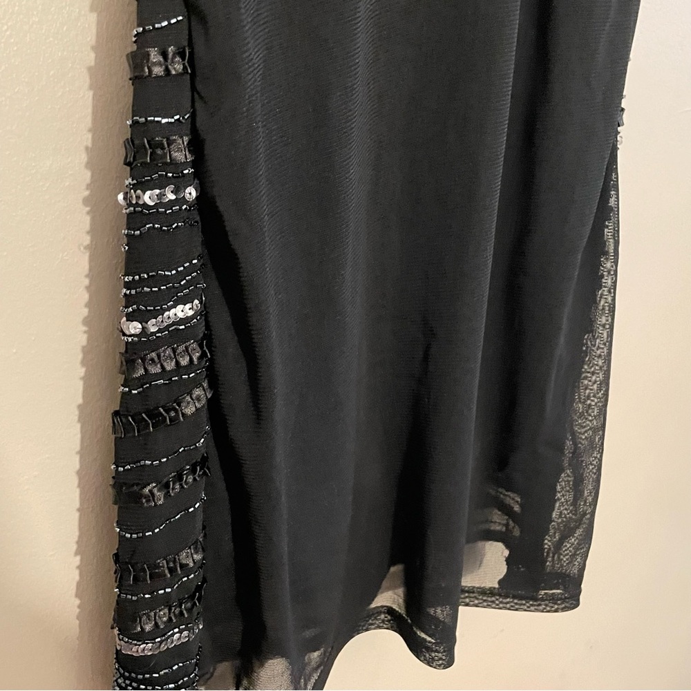 4/$20➡️ Black & Silver Beaded Sequin Patterned Mini Dress – Size Medium GUC - Picture 10 of 11